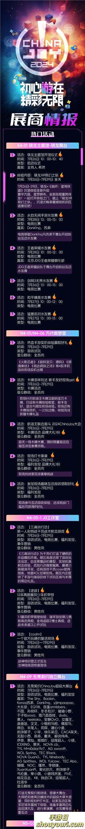 重磅！2024 ChinaJoy 展商展台活动汇总（部分），ChinaJoy百达计划KOL名单公布